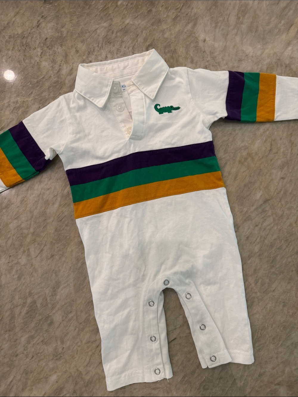 LB Kids Mardi Gras Rugby Stripe One-Piece